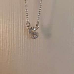 silver “s” necklace with sparkles